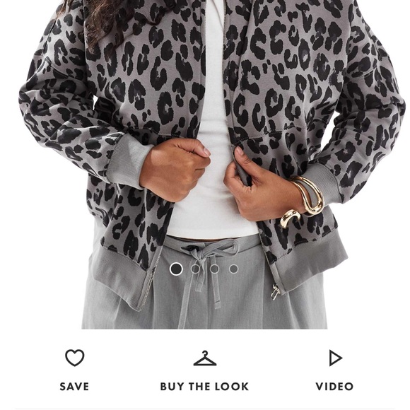 ASOS Curve Leopard Print Bomber Jacket in Gray - Picture 1 of 4